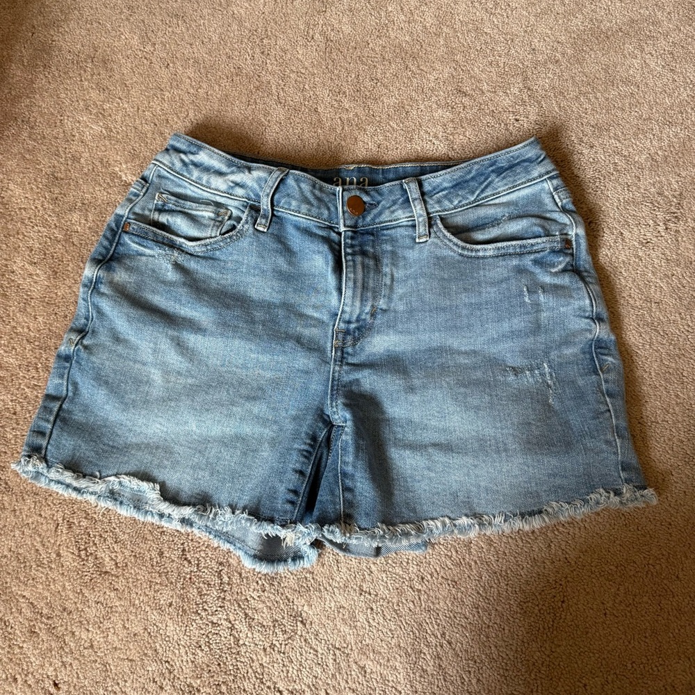 a.n.a Blue Jean Shorts with Frayed Hem